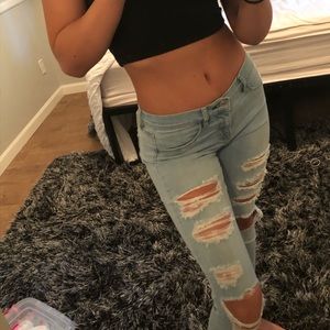 ripped jeans, light wash